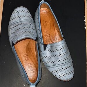 Spring Steps - Blue Perforated  leather Slip-On Loafers-soft comfortable sole